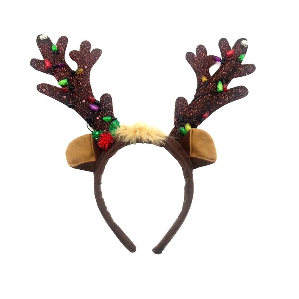 

Christmas Antler Headband Reindeer Light Up Headband Luminous Flash Hair Hoop Headwear for Party Costume Christmas Decor