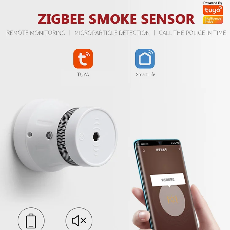 

Датчик дыма Zigbee пожарная сигнализация детектор Умные датчики 95db Высокая чувствительность совместим с SmartThing шлюз