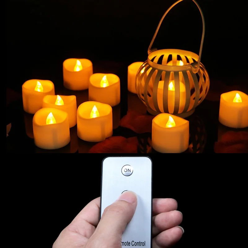 

Pack of 14 Flickering Yellow Light Remote Easter Candles With Batteries,Flameless Small Battery Candles For Christmas Decor