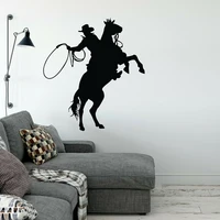 Texas Cowboy Rodeo Rider Silhouette Wall Stickers Vinyl Decal Home Decor Living Room Background Ornament Bedroom Murals P891