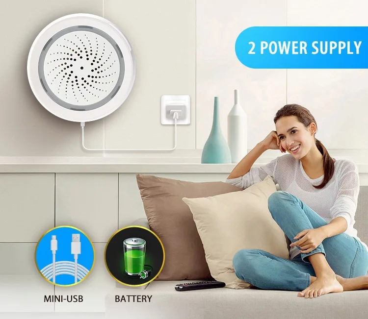 Смарт сирена SmartCnet Tuya беспроводной Wi Fi датчик температуры и влажности работает с