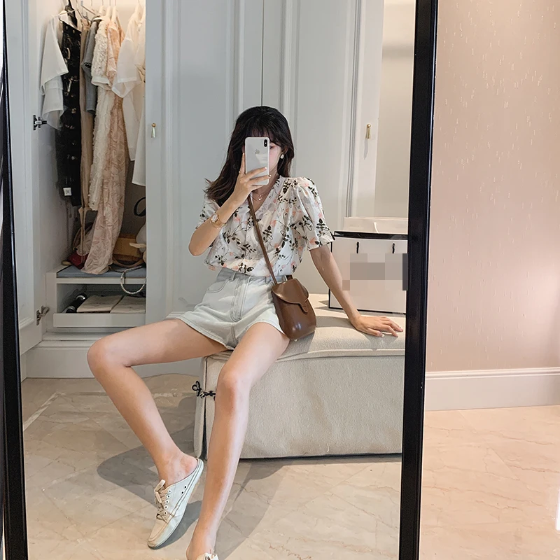 Женская блузка с цветочным принтом MISHOW повседневная однобортная Свободная