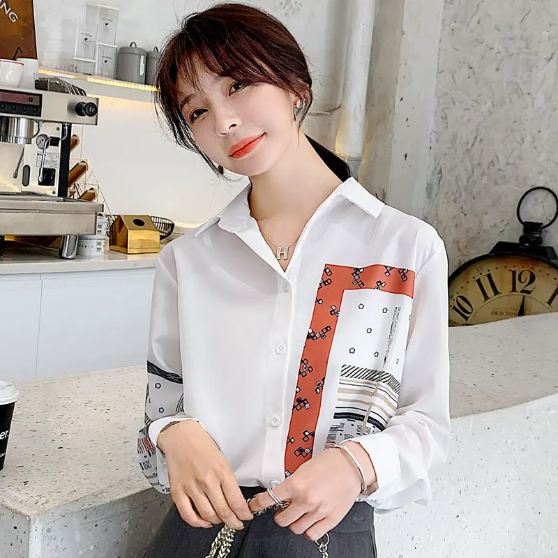 Белая блузка женская мода 2020 рубашка элегантные осенние повседневные топы с