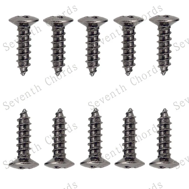 60 pcs elektrische bass gitarre schlagbrett schrauben hohlraum abdeckung jack abdeckung platte schraube m3 12mm chrom schwarz gold gun farbe w