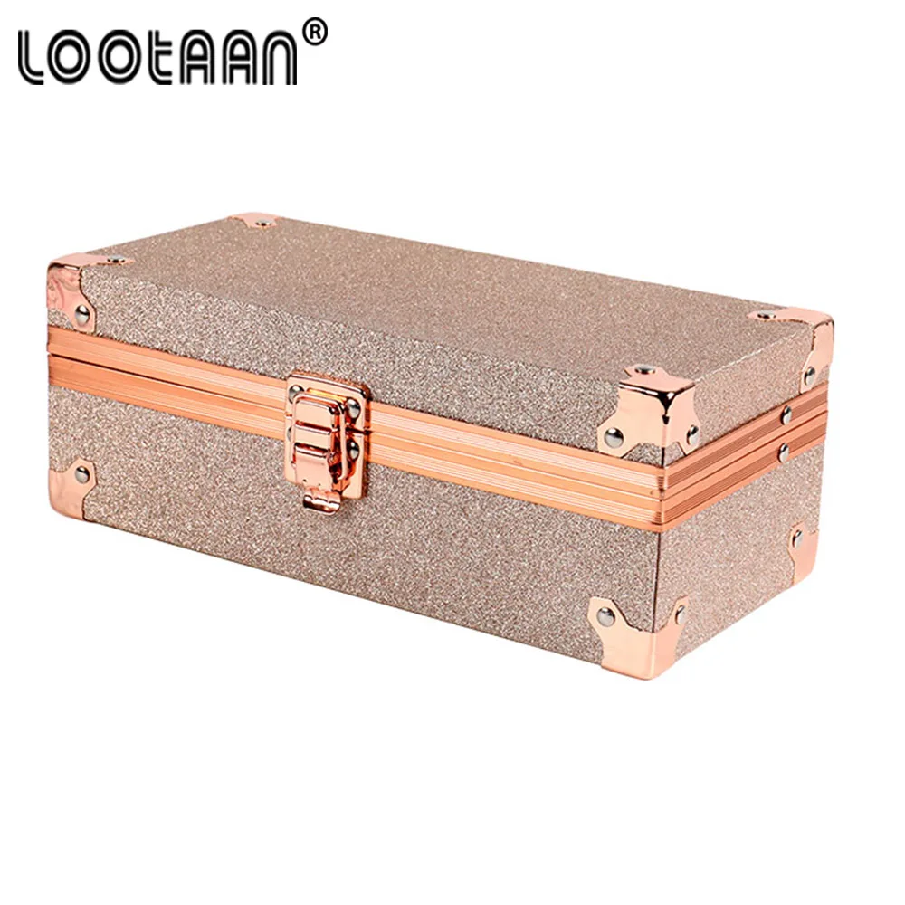 

luxury Rectangle Double-layer Nail Art Tool Empty Storage Box Tweezers Clippers Pens Polishing Nail Buffer Files Container