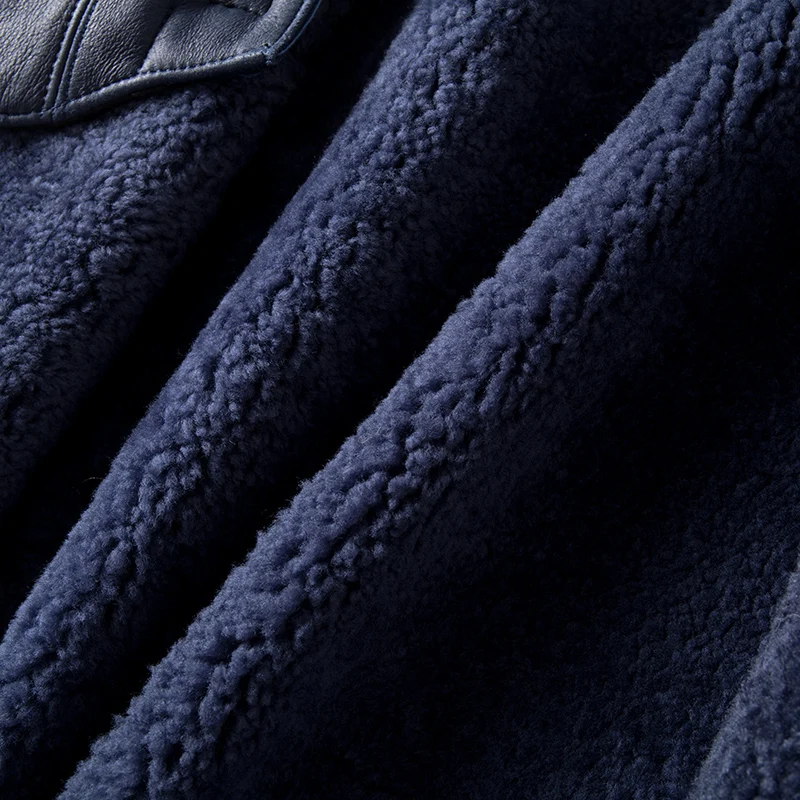 2019 толстое теплое пальто из натуральной овчины с отложным воротником и карманами