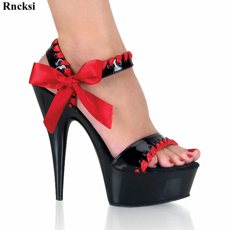 

Rncksi New Classic 15CM Open Toe Sandals High Heel Butterfly-knot Platforms Pole Dance/Performance/Model /Wedding Shoes