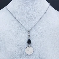 stainless steel black crystal cancer necklaces 12 constellation silver color necklaces jewelry joyeria acero inoxidable xh124s02