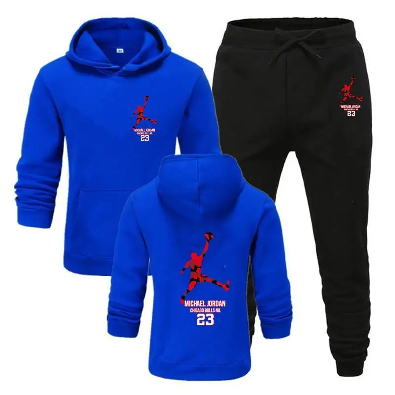

New sash suit male letter print hooded sweatshirt fleece hooded suit hooded sweatshirt suit hooded sweatshirt 2 pieces set