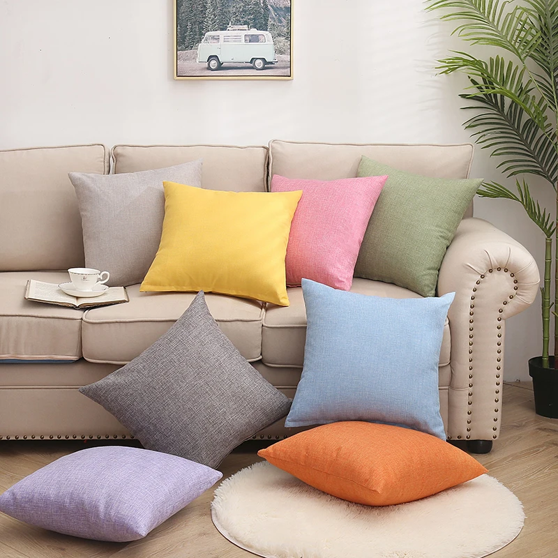 DIMI Cushion Cover Office Simple Pillow Cover Decorate Solid Linen Pillow Case Car Cushion Cover Sofa Pillow Case Square