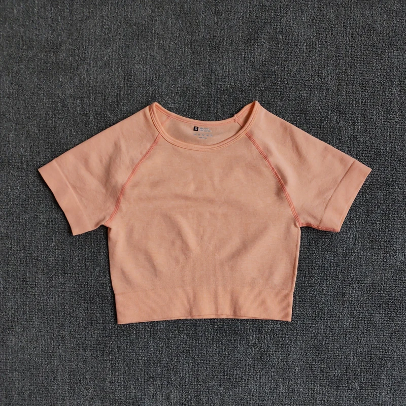 Топ женский бесшовный для занятий йогой с коротким рукавом | Спорт и развлечения