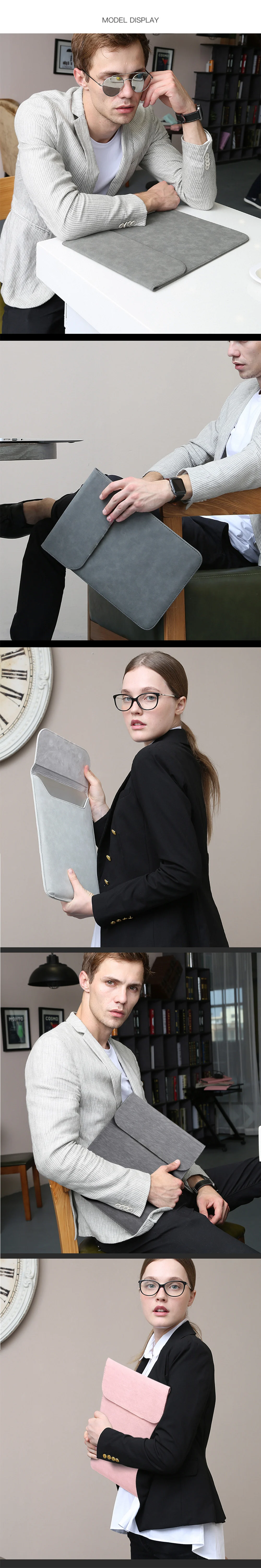 Portable PU Laptop Sleeve Bag Notebook Handbag Case For Macbook Air Pro 11 12 13 Retina New Pro 13.3 15.4 Touch Bar Cover