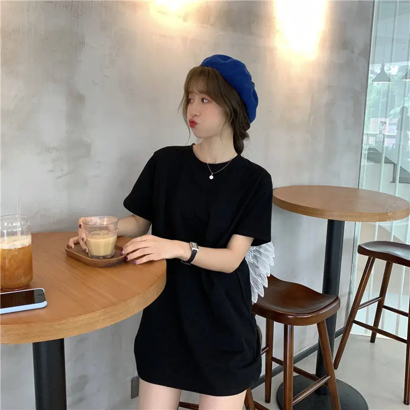 2020 Kawaii Black Women Tshirt Korean Cotton Casual Funny Wing T Shirt Gift For Lady Yong Girl Summer Top Tee Harajuku Tops | Женская