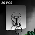 20 шт Прозрачный Прочный самоклеящиеся двери стены Вешалки крючки всасывания тяжелой нагрузки стеллаж для выставки товаров Кубка присоски для Кухня Ванная комната