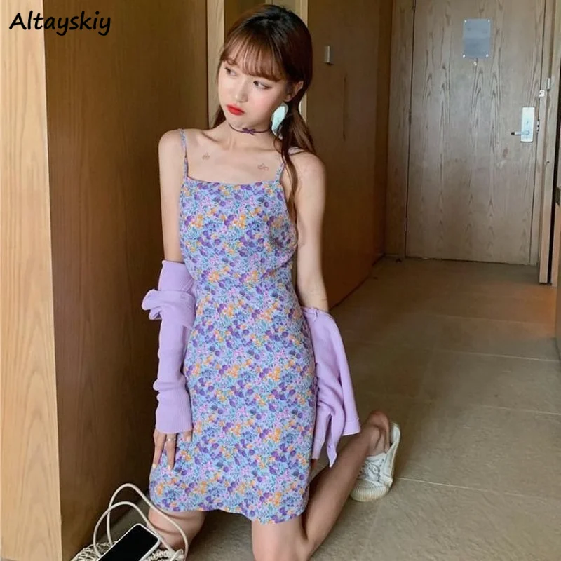 

Sleeveless Dress Women Floral Sexy Design Summer Streetwear Soft Party Leisure Ladies All-match New Hot Sale Fashion Ulzzang Ins