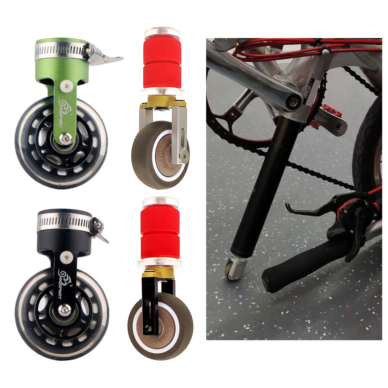 

Alloy Folding Bike Seatpost Easy Wheel Saddle Tube mounted Roller Transport Travel Walking Casters for Traveling, Transporting
