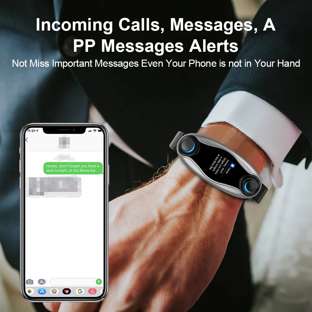 Фитнес-браслет T90 беспроводные Bluetooth-наушники 2 в 1 Bluetooth 5 0 чип IP67