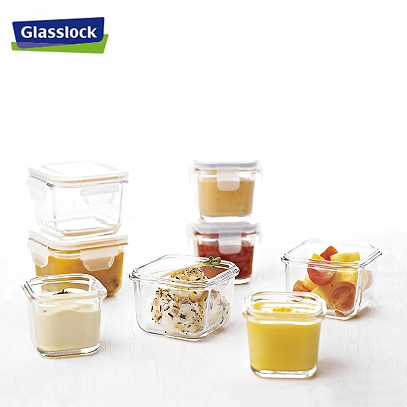 Set of 4 pcs Tempered Glass Baby Food Container Small Storage Box Oragnizer Pudding Dispenser Kitchen Tools Tableware for Kid | Дом и сад