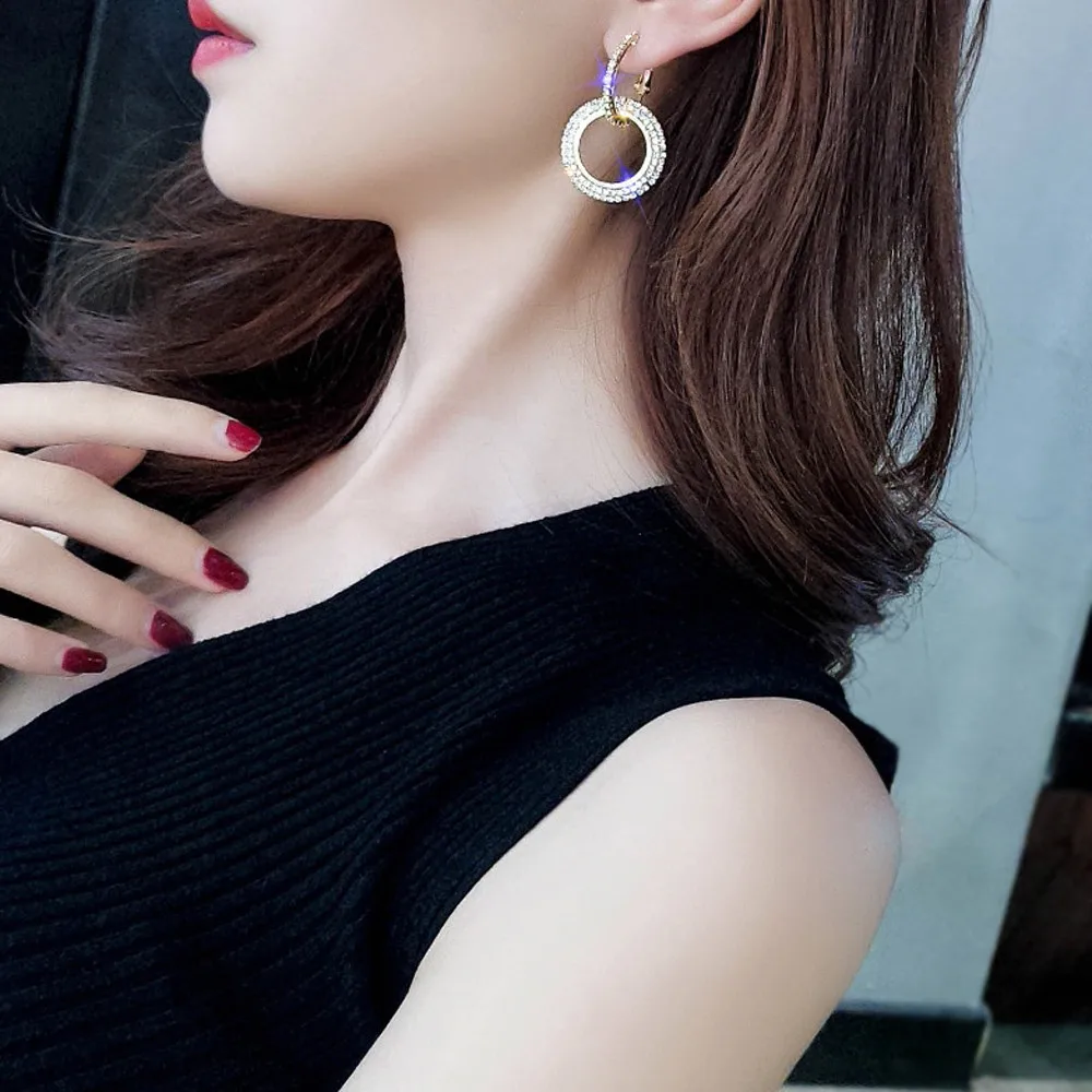 Серьги кольца для женщин Роскошные Красивые Креативные Круглые сережки с