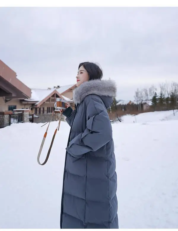 

2021 New Women Winter Loose Cotton-padded Jacket Female Mid-length Down Padded Coats Ladies Fur Collar Thick Hooded Outwear Y622