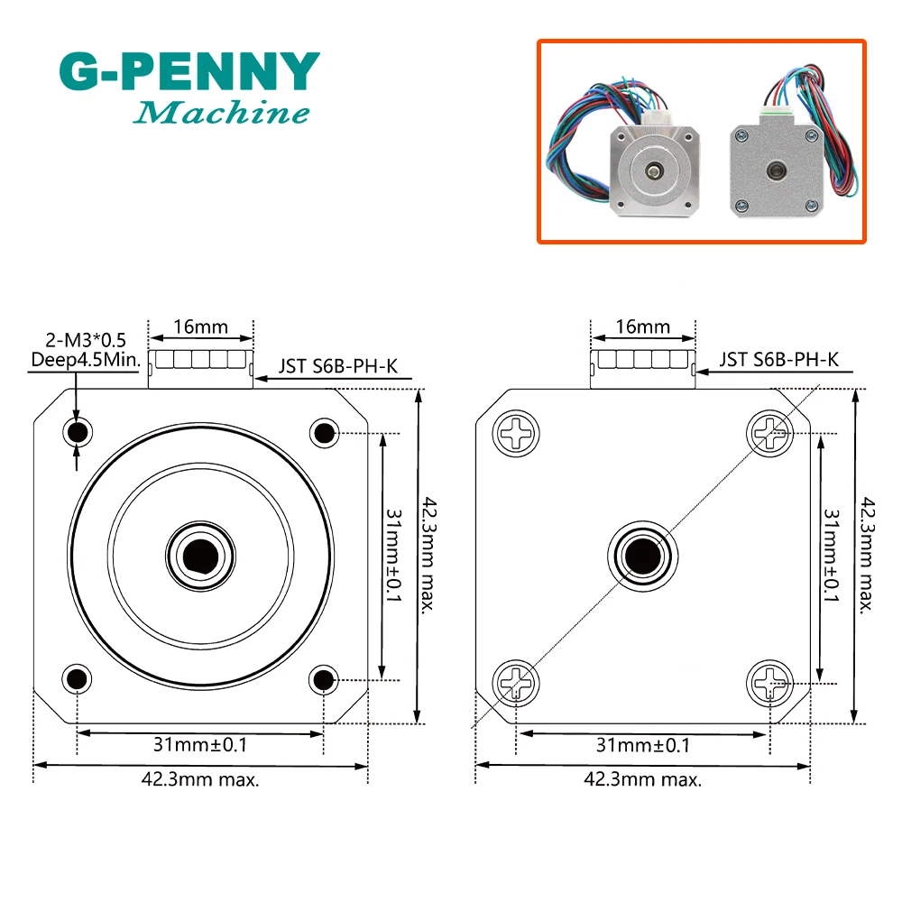 Шаговый двигатель NEMA 17 с ЧПУ 42x40 мм 1 7 А 4-выводный шаговый Nema17 8 градуса 60 унций для