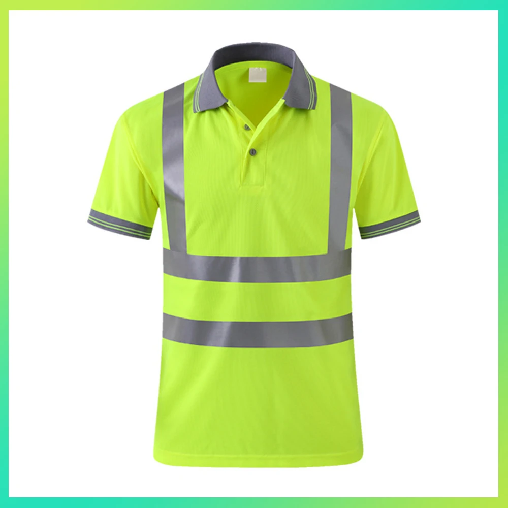 

Светоотражающая рабочая одежда для ночной работы, быстросохнущая защитная одежда с короткими рукавами, высоковидимая дышащая футболка, то...