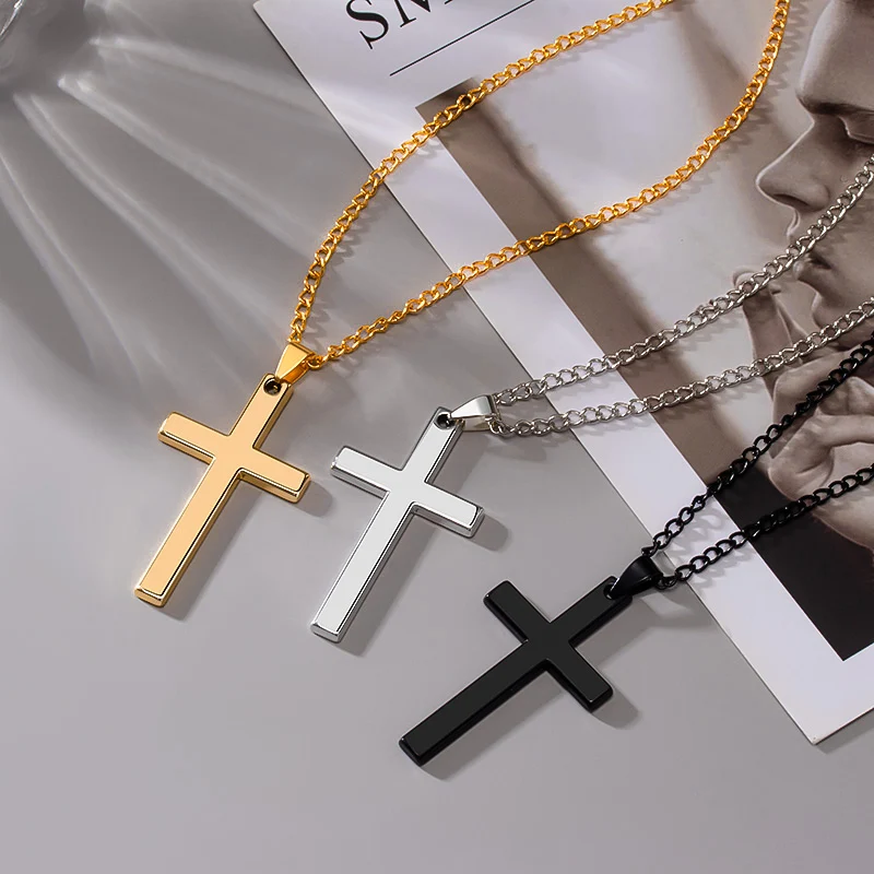 

5PCS Women Unusual Chain On the Neck Chains Punk Jewelry Vintage Gothic Pendants Cross Necklace Cool Street Style Necklaces For