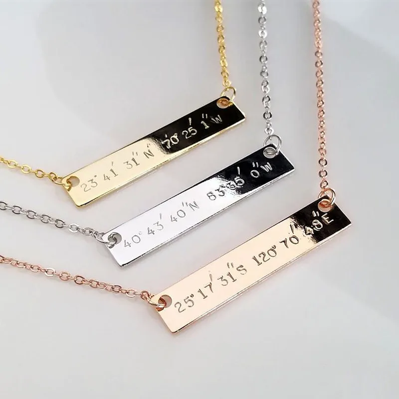 

Персонализированные бар ожерелье розовое золото Колье гравировка пользовательское имя ожерелья начальный табличка ожерелье, подарок на Р...