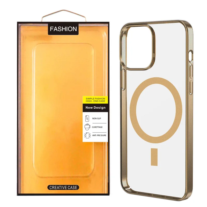Transparent Magsafing Magnetic Hard Case For iPhone 14 12 13 Pro Max Mini Back Cover Shockproof Wireless Charging Plating Shell