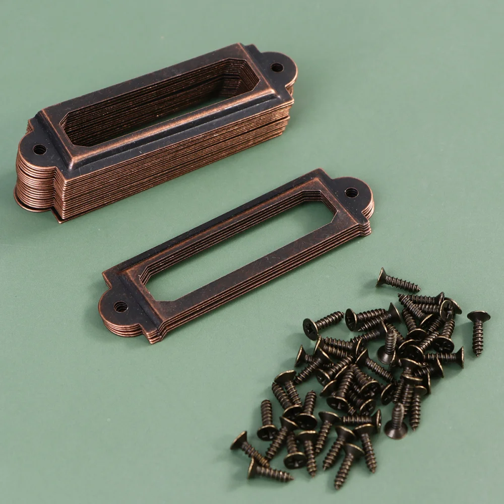 

25 Pcs Retro Metal File Drawer Tag Labels Labels Holder Tag Holder Drawer Accessories with 50pcs Screws for Cabinet Drawer