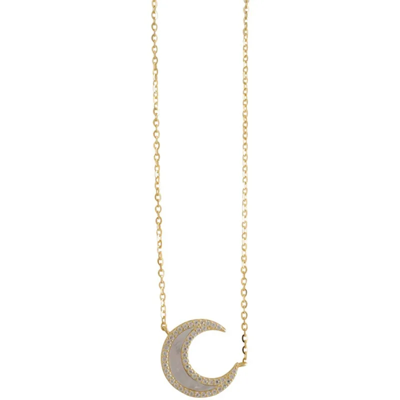 

LOVOACC Vintage White Color Moon Pendant Necklace for Women Shiny Starburst Fishbone Thin Water Wave Choker Necklaces Jewellery