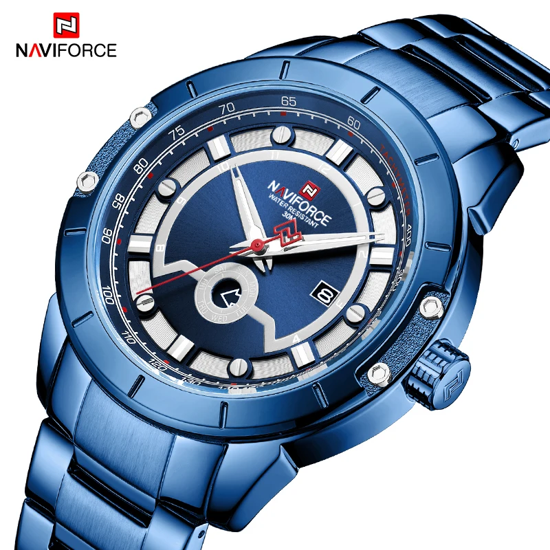 Новейшие мужские часы NAVIFORCE Топ люксовый бренд полный стальной Мужские кварцевые