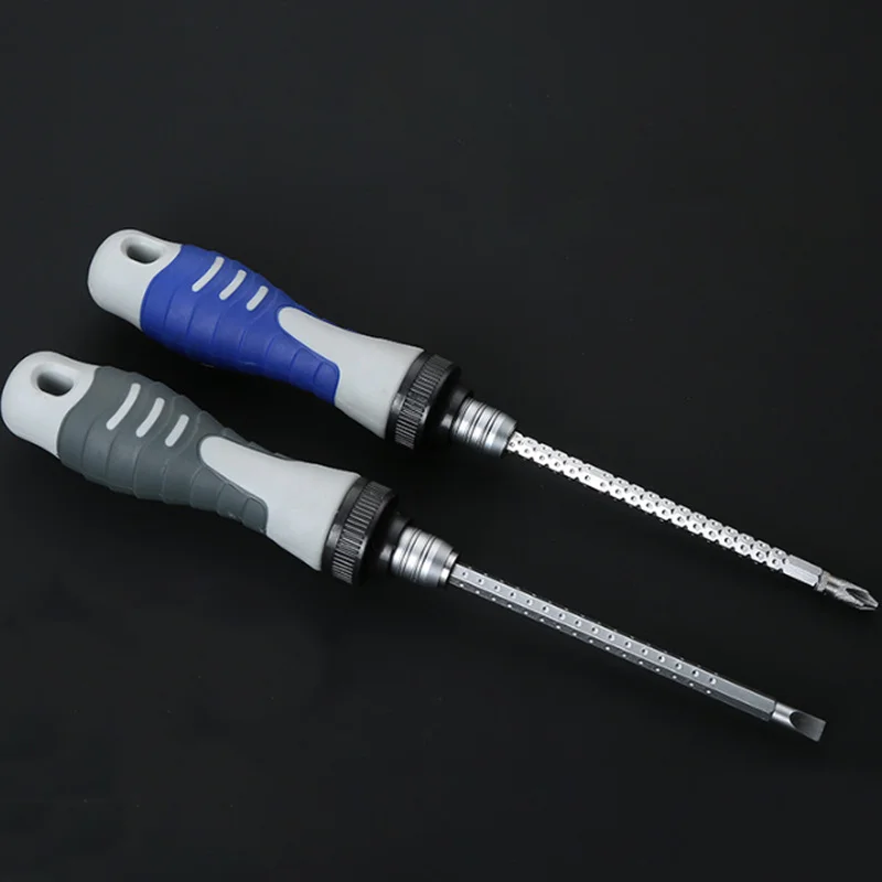 

New retractable ratchet screwdriver repair manual tool double-head screwdriver slotted cross magnetic screwdriver repair