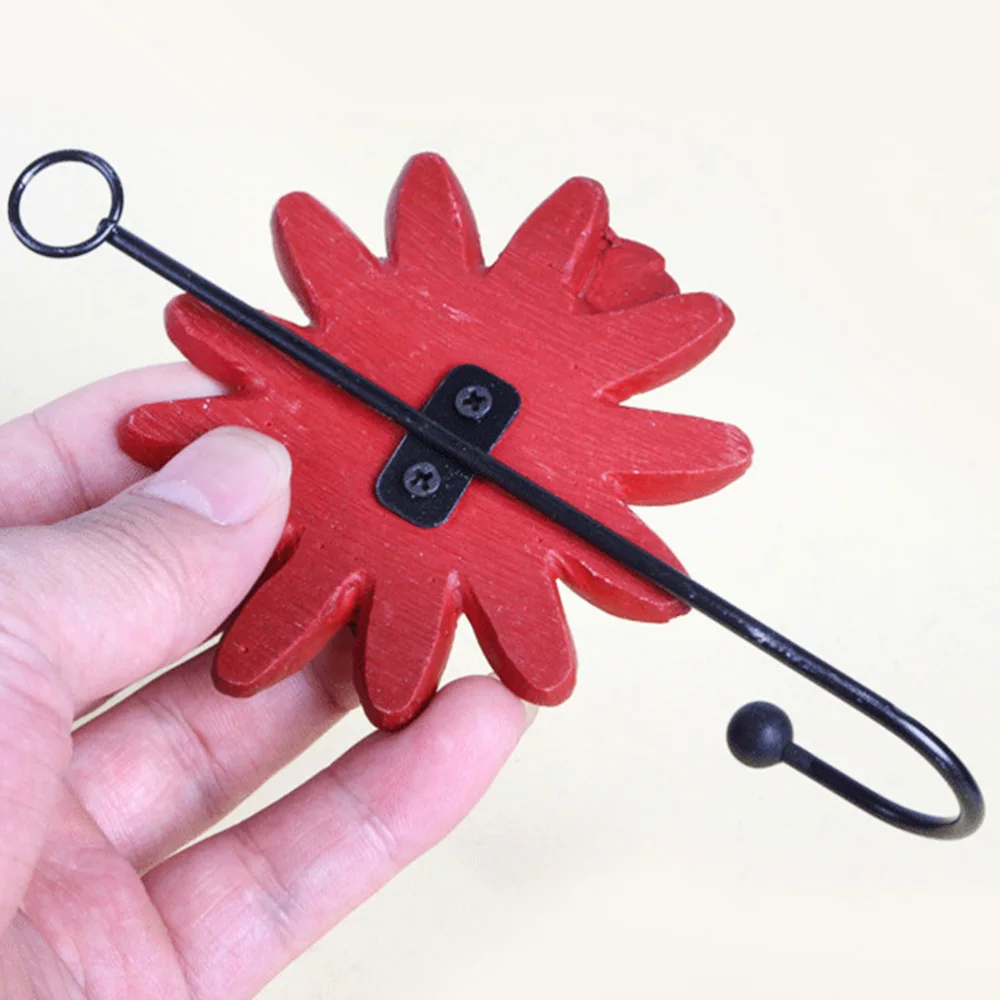 

4 Pcs Resin Hooks Daisy Decorative Hooks Wall Hooks Wall Hangers Hanging Wall Mounted Key Hook for Home Restaurant (White + Red