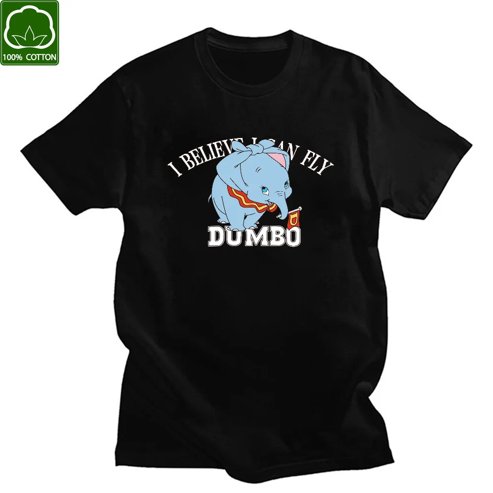 Camiseta de elefante azul de dibujos animados para hombre y mujer, Camiseta de algodón de manga corta, a la moda Kawaii Tops Vintage, novedad de 2021