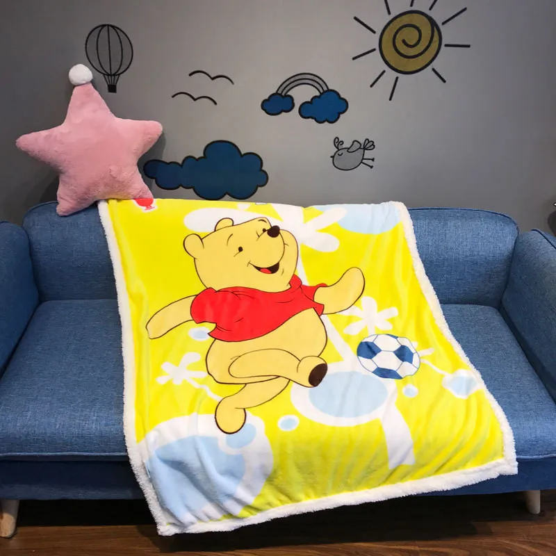 Pooh Флисовое Флисовое одеяло с изображением Минни Маус из мультфильма Дисней, овечьей шерсти, теплое детское одеяло, детский коврик для дивана, простыни, подарок - Цвет: Pooh