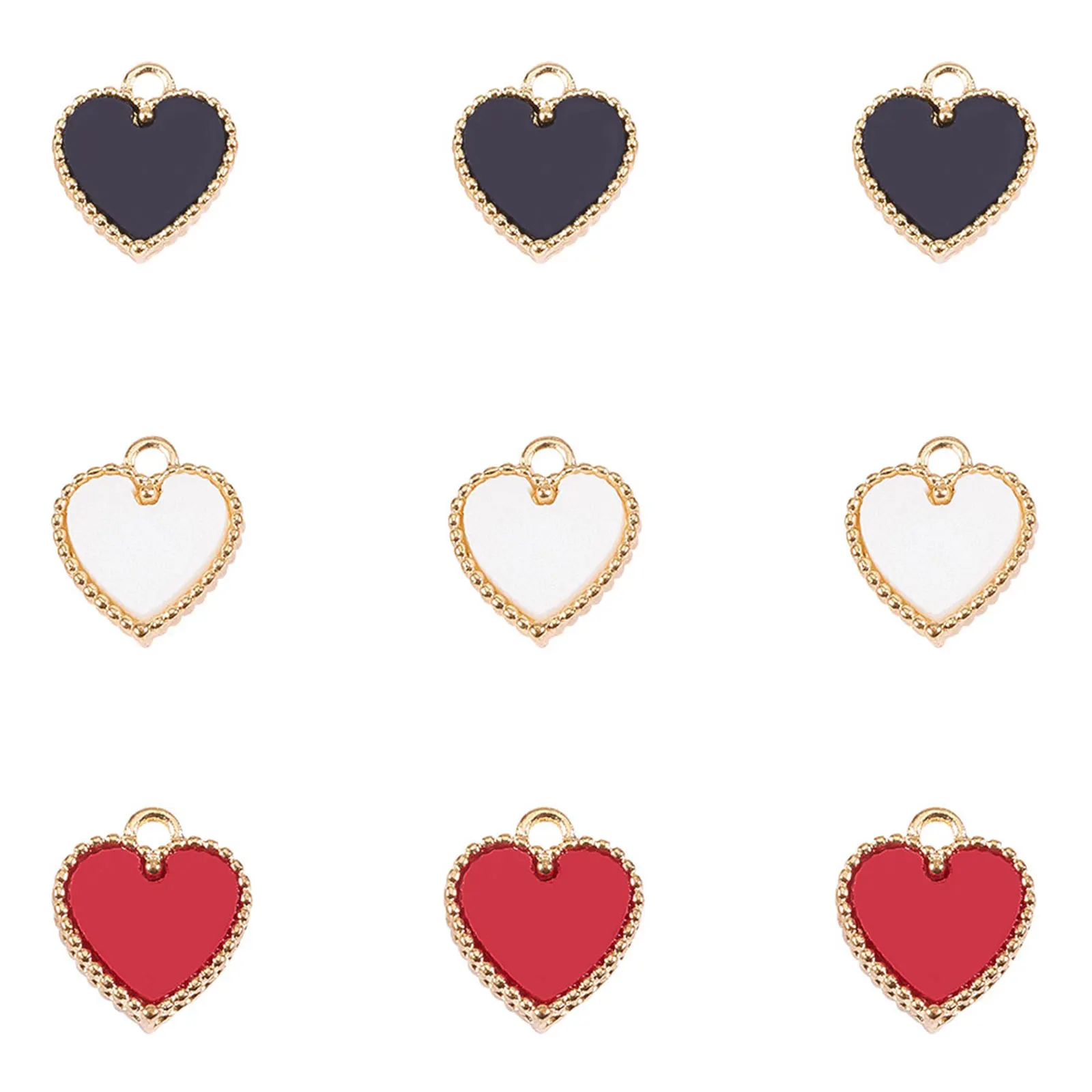 

30Pcs 3-Color Alloy Charms Sweet Heart Charms for DIY Handmade Earrings Necklace Pendants Jewelry Accessories