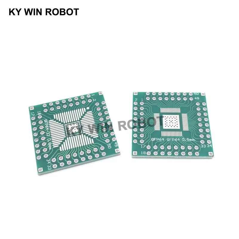5 Pcs QFP 32 40 48 56 64 SMT to DIP64 Adapter PCB Board Converter Plate 0.5/0.8 mm