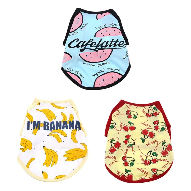 

Summer Small Dog Clothes Cartoon Dog Shirt Vest Chihuahua Fruit Printed Tshirt Puppy Vest Yorkshire Pet Clothes Cat Clothing