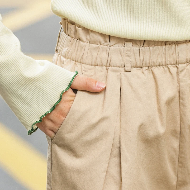 INMAN/весенне-осенние простые свободные хлопковые однотонные брюки с цветочным