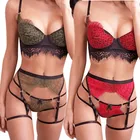 Сексуальное Кружевное сексуальное нижнее белье, прозрачное Эротическое нижнее белье, сексуальный комплект с бюстгальтером и подвязками, сексуальное эротическое нижнее белье