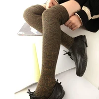 womens knitted mixed color knee stockings roll up hem dot long stockings autumn winter colorful wear