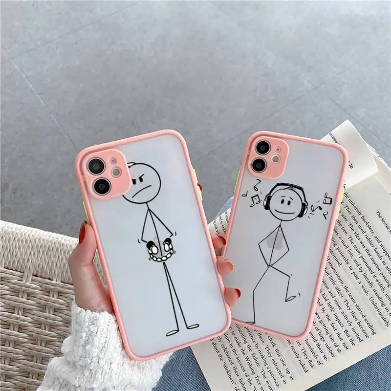 

Minimalist Line Art funny interesting Phone Case Matte Transparent for iPhone 7 8 11 12 s mini pro X XS XR MAX Plus cover funda