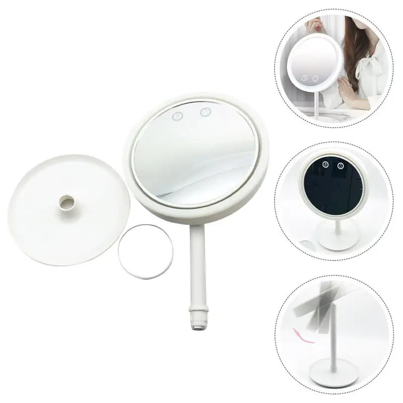 

1PC Round Cosmetic Mirror With Fan Fill Light Makeup Mirror With Fan For Room Study
