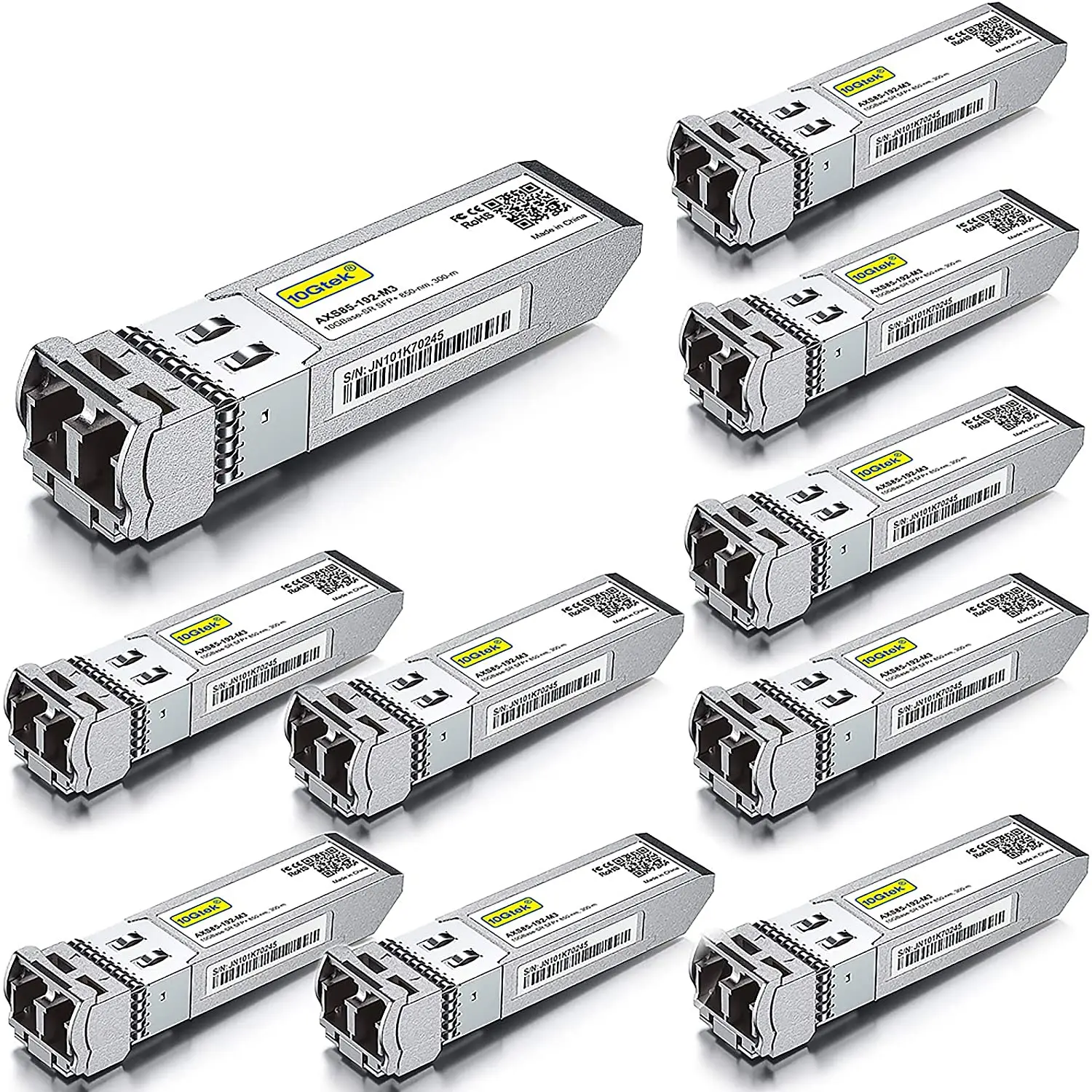 [Pack of 10] for Cisco SFP-10G-SR 10GBase-SR 10Gb/s SFP+ Transceiver Multi-mode