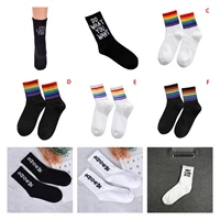 a variety of women sport long socks funny halajuku socks cotton letter casual sock solid hipster unisex crew socks whiteblack