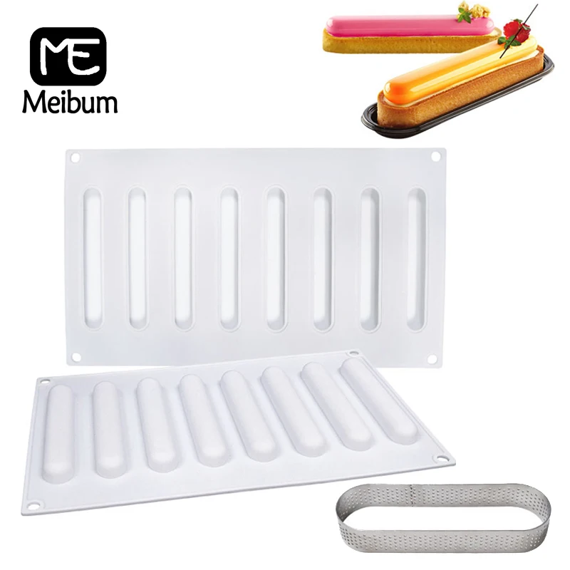 

Meibum 8 Cavity Oval Cake Silicone Mould Tart Ring Combination Mold Pastry Bakeware Mousse Dessert Decorating Tray Baking Tools