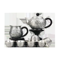 999 handmade sterling silver teapot japanese handmade teapot old retro tea set home