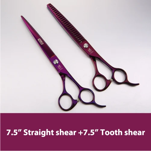 7.5cutting7.5tooth Fenice фиолетовый дракон ножницы для стрижки собак домашних животных собака ножницы для стрижки животных комплект Профессиональные изогнутые ножницы для стрижки, парикмахерские ножницы, Москва - Цвет: 7.5cutting7.5tooth