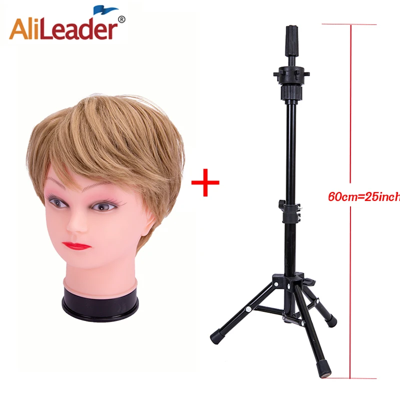 

Wig Stand With Mannequin Head 60cm Wig Stand Tripod With Bald Head Adjustable Tripod Wig Stand beige brown bald Mannequin Head